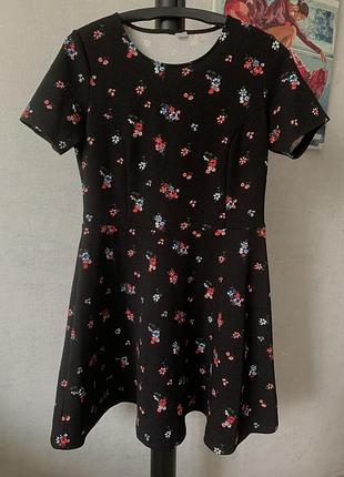 Сукня h&m чорна з квітковим принтом, р. 42 (l)