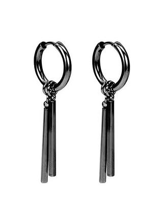Сережки чоловічі кільця чорні нові