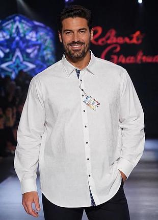 Чоловіча сорочка robert graham біла 3xl- 4xl 100% бавовна