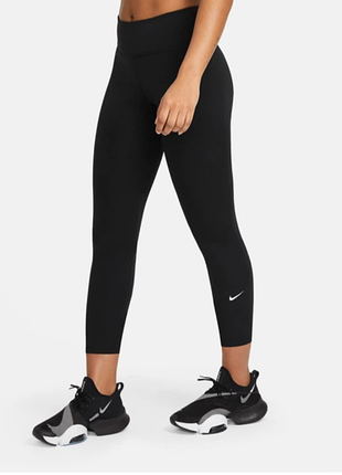 Спортивные леггинсы для фитнеса nike черные укороченные лосины с высокой посадкой оригинал