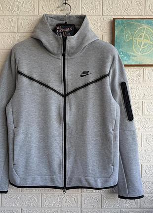 Худі nike tech fleece grey рл чоловіча на молнії зіп худі zip толстовка кофта