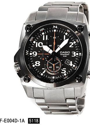 Мужские часы casio timeless collection mtf-e004d-1a стальной корпус водозащита 100 м чёрный циферблат
