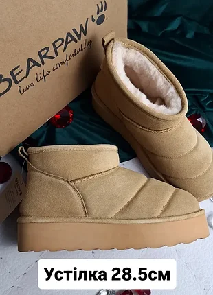 Bearpaw оригінал замшеві світло-руді короткі угги сліпери на платформі