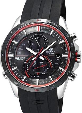 Годинник чоловічий casio edifice eqs-a500b-1a на сонячній батареї сталевий корпус водозахист 100 м чорний циферблат