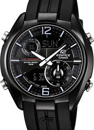 Годинник чоловічий casio edifice era-100pb-1a сталевий корпус водозахист 100 м чорний циферблат, аналогово-цифровий дисплей
