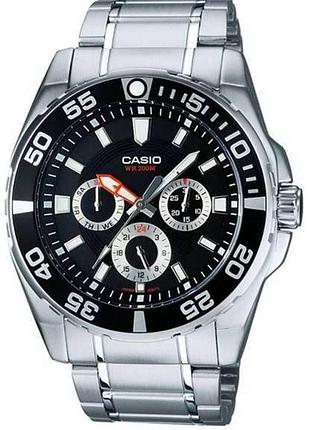 Годинник чоловічий casio timeless collection mtd-1064d-1a сталевий корпус водозахист 200 м чорний циферблат