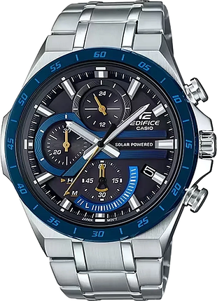 Мужские часы casio edifice eqs-920db-2a на солнечной батарее стальной корпус водозащита 100 м чёрный циферблат