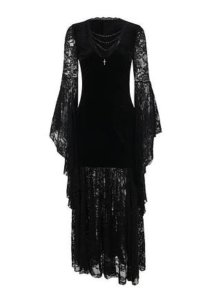 Сукня міді оксамитова мереживна готична gothic killstar