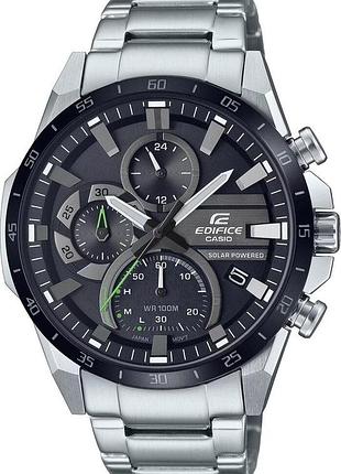 Мужские часы casio edifice eqs-940db-1a на солнечной батарее стальной корпус водозащита 100 м чёрный циферблат