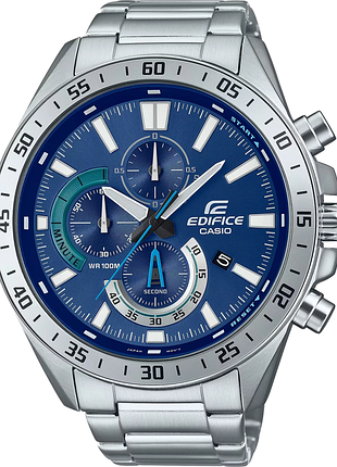 Мужские часы casio edifice efv-620d-2a стальной корпус водозащита 100 м синий циферблат