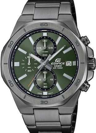 Мужские часы casio edifice efv-640dc-3a стальной корпус водозащита 100 м зелёный циферблат