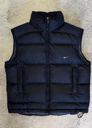Nike vintage puffer vest чоловіча пухова дута жилетка безрукавка l 90s y2k з капюшоном