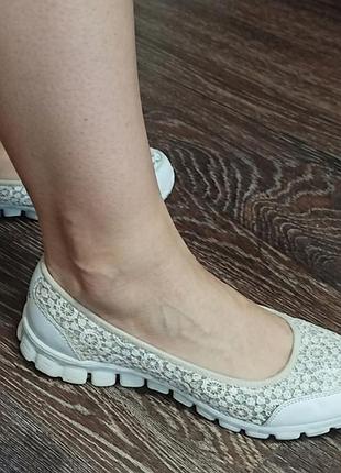 Женские кружевные балетки/слипоны skechers memory foam
