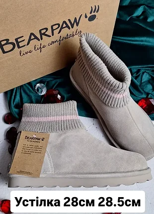 Bearpaw оригінал замшеві сіро-бежеві угги з трикотажним комірцем
