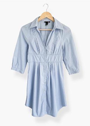 Блакитна сукня-сорочка h&m у смужку
