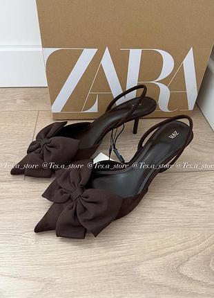 Туфлі на підборах із бантом zara слінгбеки босоніжки лодочки