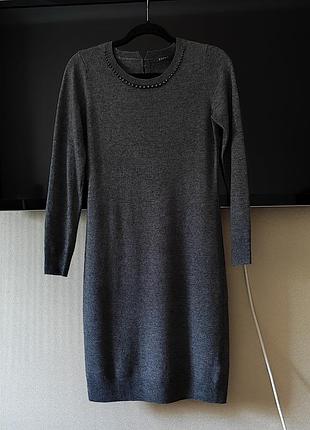 Шерстяное серое тонкое платье esprit
