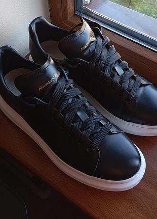 Чорні шкіряні кросівки alexander mcqueen oversized sneaker оригінал р.43