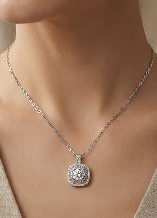 Серебряный подвес 925 проба (цепочка + кулон) муасанит 1ct сертифицирован документы на фото, проба тоже на фото, при необходимости сниманию видео обзо