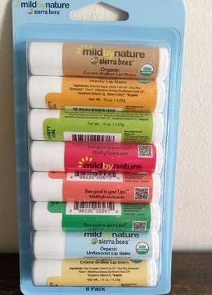 Набор mild by nature sierra bees органические бальзамы для губ в ассортименте 8шт