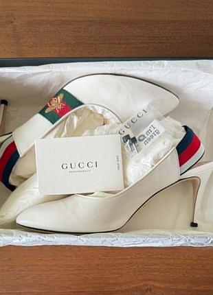 Туфлі слінгбеки gucci жіночі шкіряні 38.5 білі у стані нових