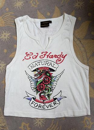 Ed hardy x urban outfitters y2k топ майка з драконом l