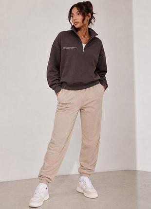 Спортивные штаны джоггеры утепленные женские pretty little thing xs s мокко бежевые однотонные (12345773-28)