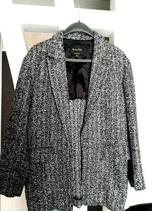 Піджак жіночий сірий твід ,жакет блейзер з кишенями massimo dutti