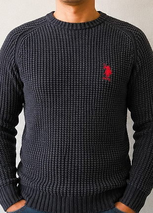 Мужской джемпер u.s. polo assn. фактурный темно-серый s