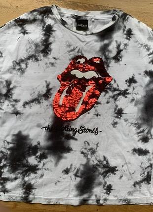 Футболка тайдай тай дай zara rolling stones  з розводами мерч