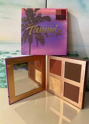 🇬🇧 велика палетка для контурування обличчя makeup revolution x tammi golden hour dark face contur