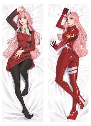105х35 см зеро ту zero two подушка обнимашка дакимакура аниме двусторонняя со съёмной наволсторонняя