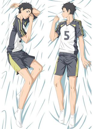 Дакимакура 150х50 см волейбол! кейджи акааши haikyuu akaashi keiji подушка обнимашка аниме тян