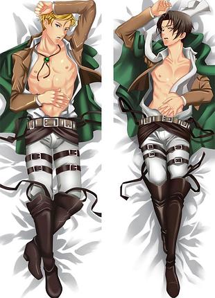 Дакимакура 150 х 50 см подушка леви аккерман атака титанов attack on titan levi ackerman аниме принт