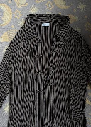 Opus vintage striped blouse / shirt size 12 – asian style frog button closure
