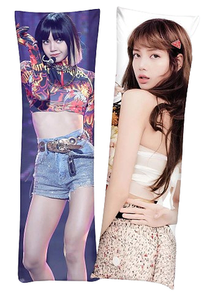 Дакимакура 150х50см лиса лалиса манобан блэкпинк, blackpink подушка с наволочкой двусторонняя