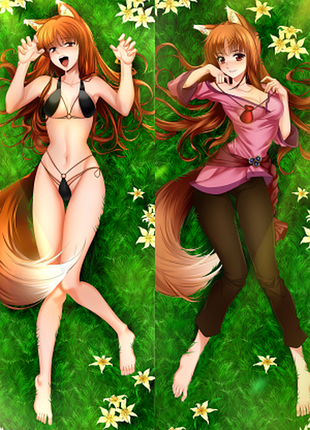 Дакімакура 150х50см холо вовчица і прянощі spice and wolf holo ookami to koushinryou подушка з наволочкою двостороння