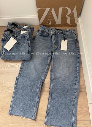 Джинси zara straight з високою посадкою та перехрещеним поясом