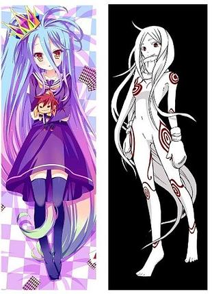 Дакимакура 150х50см широ нет игры нет жизни no game no life shiro подушка с наволочкой двусторонняя