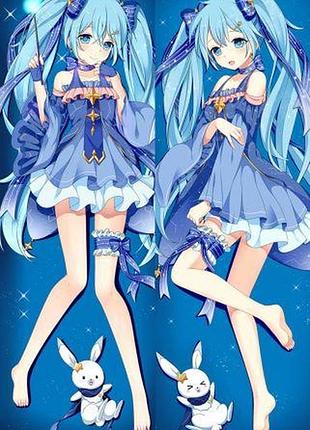 Дакімакура 150х50см міку хацуне вокалоід + koikatsu! hatsune miku vocaloid подушка з наволочкою двостороння