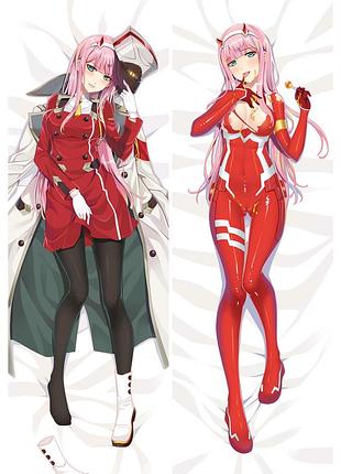 Дакімакура 150 х 50 см зеро ту 02 zero two улюблений у франксі zero two darling in the franxx подушка