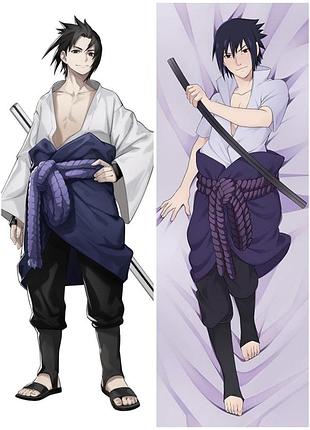 Дакимакура 150 х 50 см саске учиха из аниме наруто uchiha sasuke naruto подушка со съёмной наволочкой