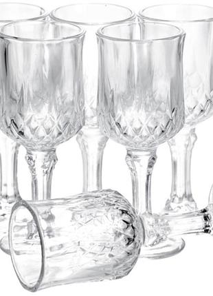 Набір чарок на ніжці vintage crystal для міцних напоїв 6 штук 50 мл