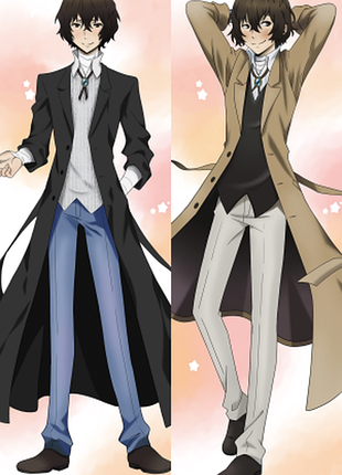 Дакімакура 150х50см дазай осаму бсд великий із бродячих псів bungo stray dogs dazai osamu bsd подушка з наволочкою двостороння