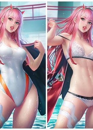 50х 34см 450 грн зеро ту zero two подушка дакимакура обнимашка со съёмной наволочкой для обнимания аниме принт