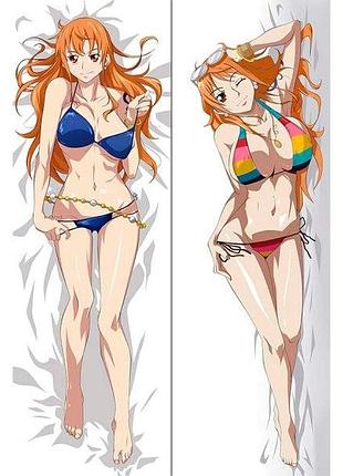 Дакимакура 180х60 см нами ван пис one piece nami подушка с наволочкой двусторонняя