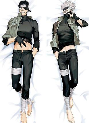 Дакімакура 150х50 см наруто вуха + какаші хатаке naruto kakashi+ obito подушка зі знімною навол