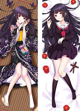 Дакiмакура 150 х 50 см ай енма адська дівчина hell girl ai enma подушка зі знімною наволочкою