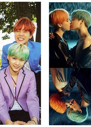Дакімакура 150х50 см пак чимін шуга мин юнги bts yoonmin bangtan boys jimin shuga min yoongi подушка з наволочкою
