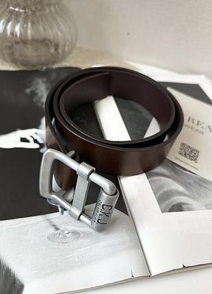 Коричневий шкіряний ремінь пояс натуральна шкіра calvin klein